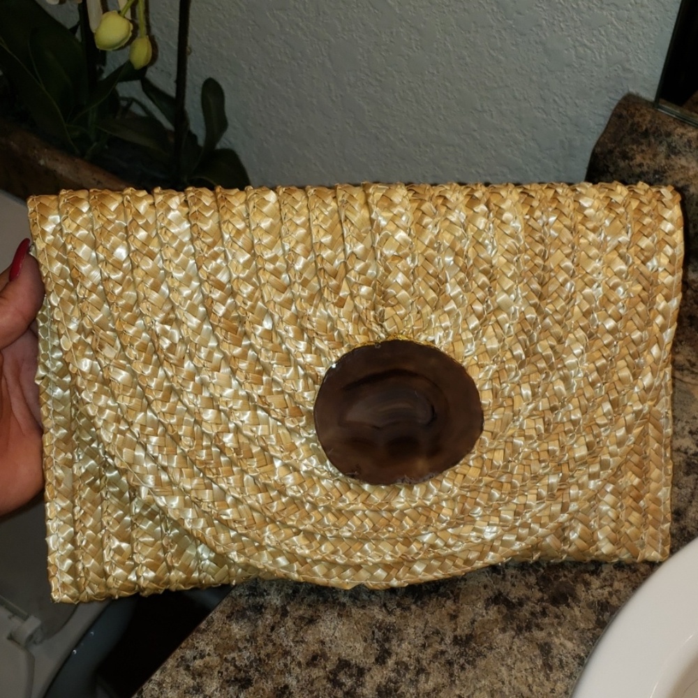 💜Straw and Agate Clutch Handbag💜